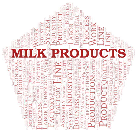 Milk Products word cloud create with text only.のイラスト素材
