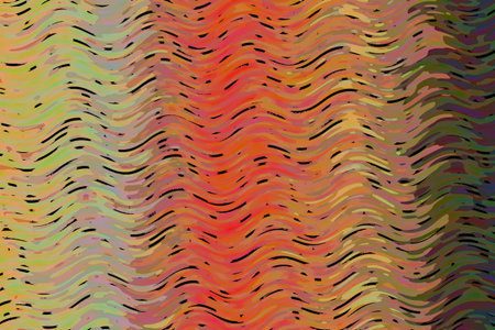 Red and yellow waves posterization abstract paint background.
