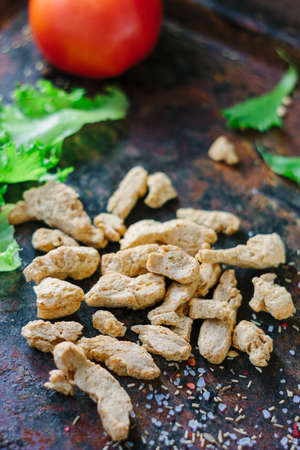 Textured soybean meal - also known as vegetarian soy meatの写真素材