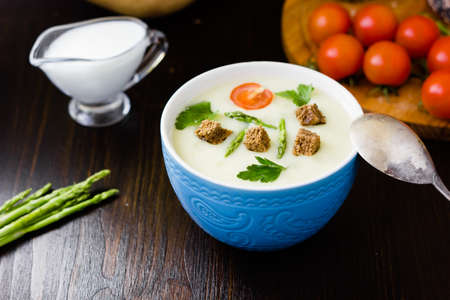Cream soup of asparagusの写真素材