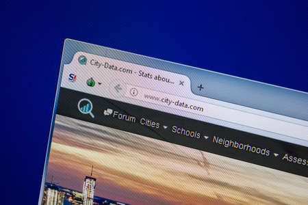 Ryazan, Russia - July 25, 2018: Homepage of City-Data website on the display of PC. Url - City-Data.com .のeditorial素材