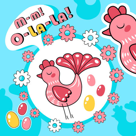 Abstract bird with eggs, vector illustrationのイラスト素材