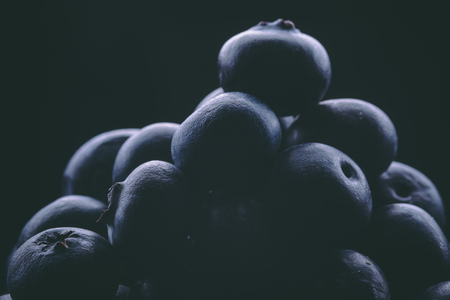 Blueberry blueberries in a black and white backgroundの写真素材