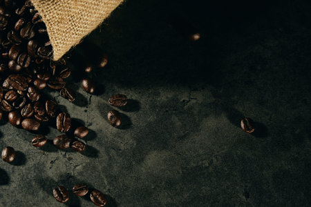 Coffee and bean beans 100% Arabica coffee roasted background concept