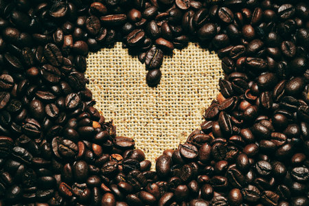 Coffee and bean beans 100% Arabica coffee roasted background conceptの写真素材