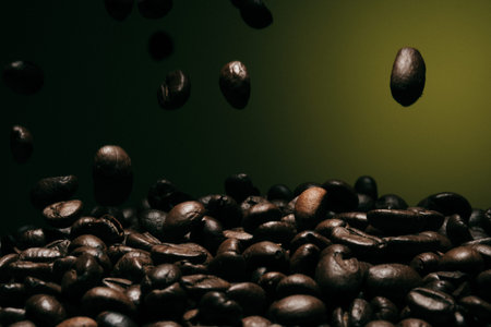 Coffee and bean beans 100% Arabica coffee roasted background conceptの写真素材