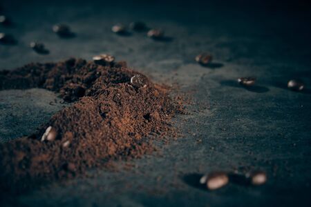 Coffee and bean beans 100% Arabica coffee roasted background conceptの写真素材