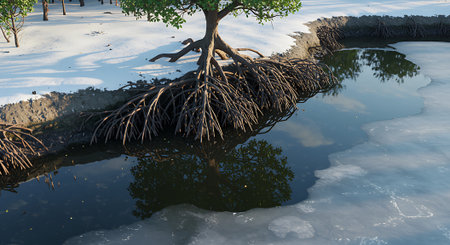 Mangrove tree in the mangrove forest. 3d renderの素材