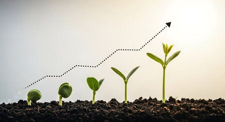 Growing seedlings illustrating concept of new life and investment. 3D renderingの素材