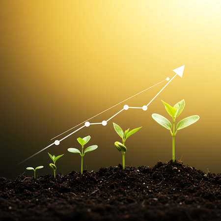 Green seedling illustrating concept of growth and success in life (illustration)の素材