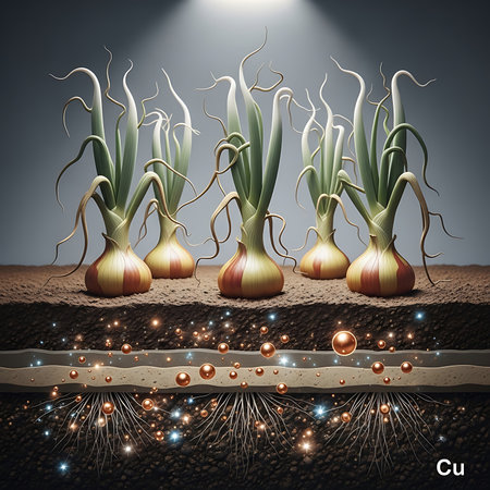 Illustration of Onion Stages in the Ground with Lighted Bulbsの素材