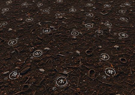 Conceptual image of green seedling growing in fertile soil with CBD formulaの素材