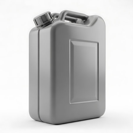 Gray jerrycan on a white background. 3d rendering.の素材