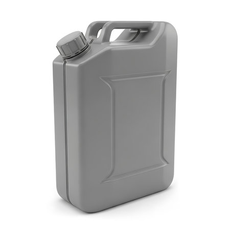 Plastic jerrycan on a white background. 3d rendering.の素材