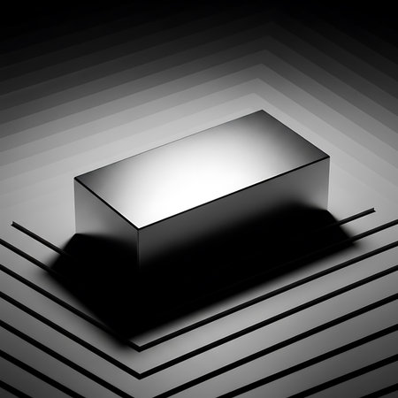 Black podium on a striped background. 3D illustration. Black and white.の素材