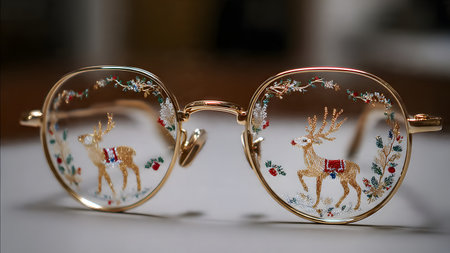 Retro glasses with embroidery in the shape of a deerの素材