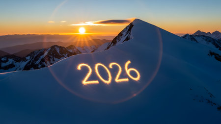 Happy New Year 2016 in the mountains. The concept of the New Year and Christmas.の素材