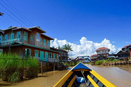 Boat Inle Lake Villageの写真素材