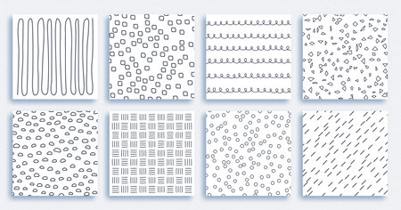 Black and white patterns are done with brushes. Striped round and dotted ornaments. Vector wallpaper...