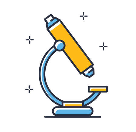 Microscope vector icon. Microscope laboratory isolated on white background. Design elements, colored. Element for mobile concepts and web apps. Flat style vector illustration.のイラスト素材