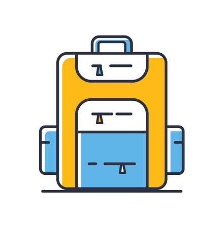 School bag icon. Backpack isolated on white background. Design elements color. Can be used for mobile concepts and web applications, social networks. Flat style vector illustration.のイラスト素材