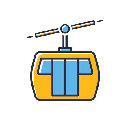 Chairlift icon. Mountain cableway isolated on white background. Design elements, colored. Element for mobile concepts and web apps. Flat style vector illustration.のイラスト素材