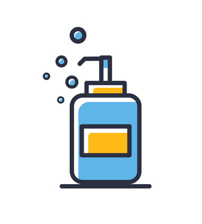 Hygiene virus hand care. Icon of hygiene procedure isolated on white background. Design elements, colored. Element for mobile concepts and web apps. Flat style vector illustration.のイラスト素材