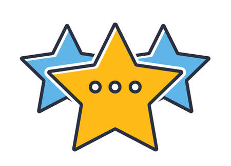 Stars icon. Three stars isolated on white background. Design elements color. Can be used for mobile concepts and web applications, social networks. Flat style vector illustration.のイラスト素材