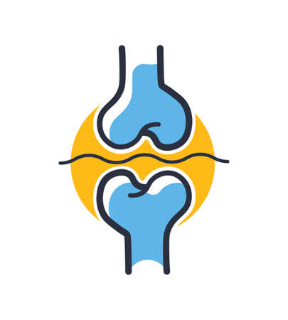 Bones joints icon. Human bone joint isolated on white background. Design elements, colored. Element for mobile concepts and web apps. Flat style vector illustration.のイラスト素材