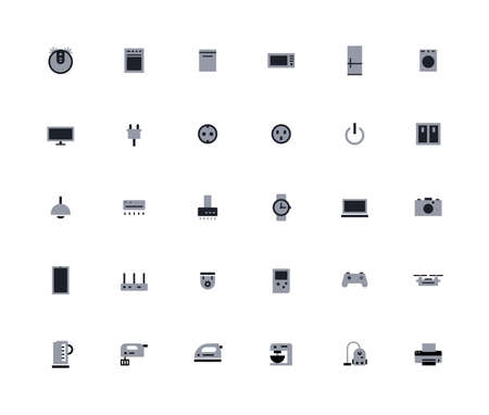 Household appliances icon set. Two-color set size 24x24.のイラスト素材