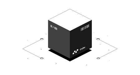 Cube mathematical figure. Black and white isometric 3d illustration isolated on white background.のイラスト素材