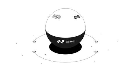 Sphere mathematical figure. Black and white isometric 3d illustration isolated on white background.のイラスト素材