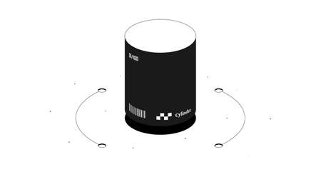 Cylinder mathematical figure. Black and white isometric 3d illustration isolated on white background.のイラスト素材