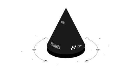 Cone mathematical figure. Black and white isometric 3d illustration isolated on white background.のイラスト素材