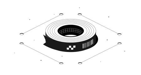 Adhesive tape. Black and white isometric 3d illustration isolated on white background.のイラスト素材