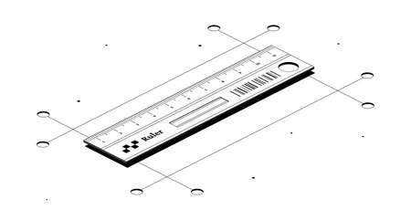 Measuring tool. Ruler for measurement. Black and white isometric 3d illustration isolated on white background.のイラスト素材