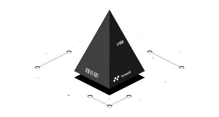 Pyramid mathematical figure. Black and white isometric 3d illustration isolated on white background.のイラスト素材