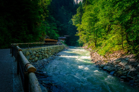 Hiking through the Partnach Gorge near Garmisch- Partenkirchen in Bavaria Germany