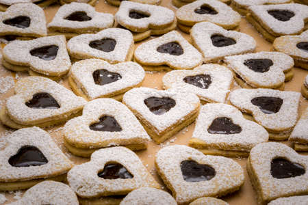 Christmas Bakery Currant Jam Hearts.の写真素材