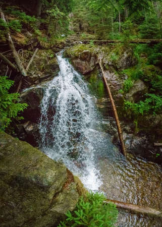 rissloch waterfalls in the Bavarian forest of Bavaria Germanyの写真素材