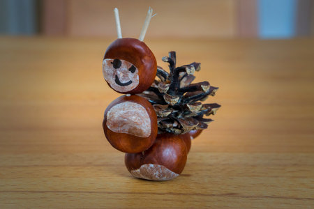 different autumn decoration with acorns and chestnutsの写真素材