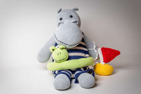 Amigurumi Hippo out of Wool Bavariaの写真素材