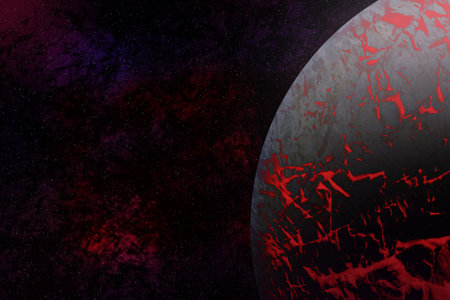Starfield Nebula with Lava Planet