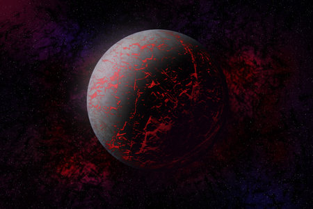 Starfield Nebula with Lava Planet