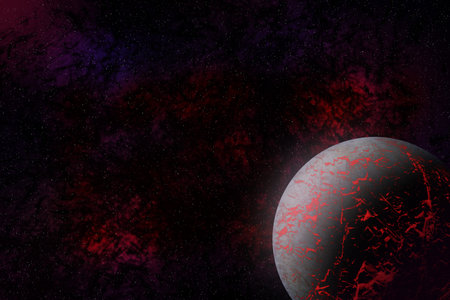 Starfield Nebula with Lava Planetの写真素材