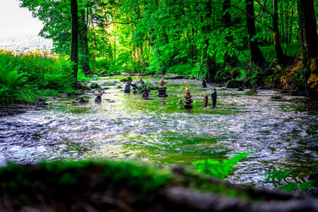 Hike through the Perlbach Valley near Neukirchen in the Bavarian Forest Germanyの写真素材