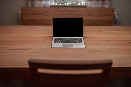 Tablet PC for home office on a wooden desk