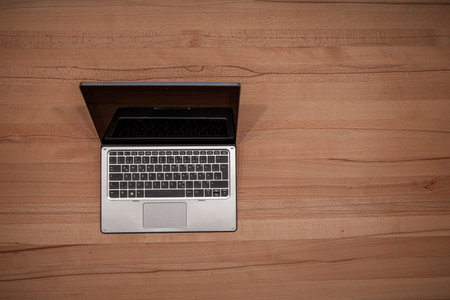 Tablet PC for home office on a wooden desk