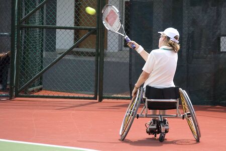 Wheel Chair Tennis for Disabled Persons (Women)の写真素材