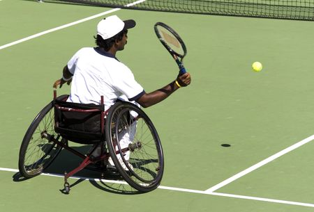 Wheel Chair Tennis for Disabled Persons (Men)の写真素材